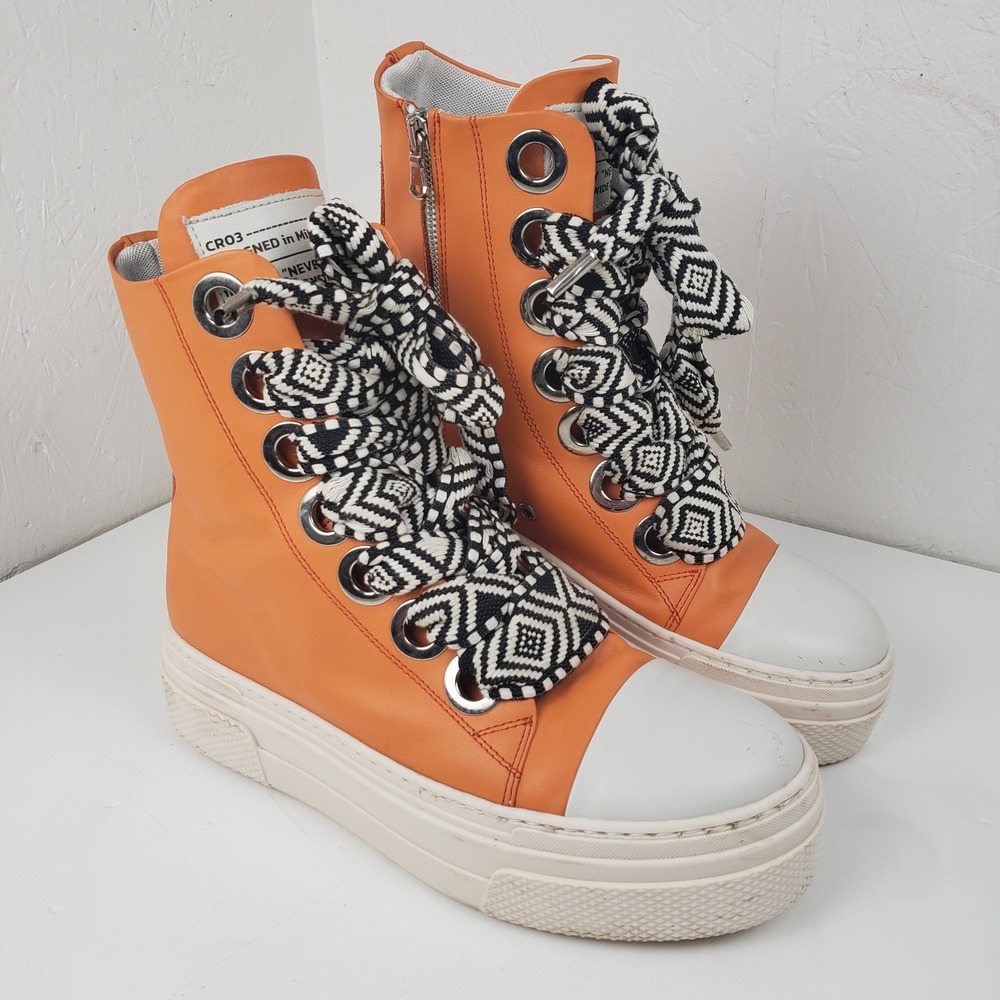 Cristianzerotre Calipso 300 Orange‎ Leather Platform Sneakers Womens 41 Italy